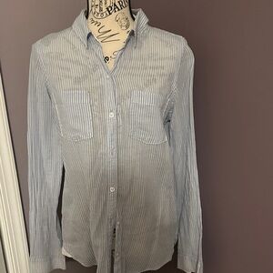 Classic Blue Striped Women's Button Down Shirt